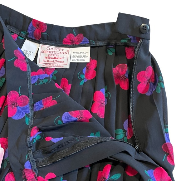 Vintage Country Sophisticates Pendleton Floral Pleated midi skirt sheer size S - Picture 4 of 9